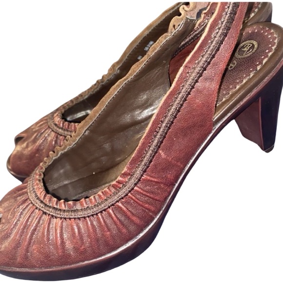 Bella Vita Peep Toe Sling Back Brown Leather Heels size 8 Narrow - Picture 5 of 11